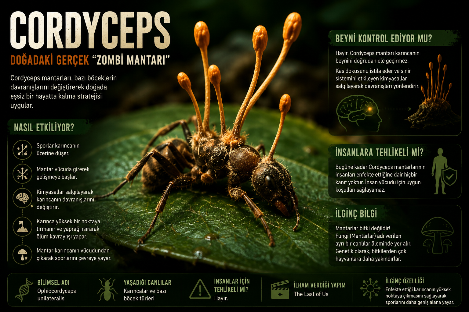 🍄 Cordyceps: Doğadaki Gerçek "Zombi Mantarı"